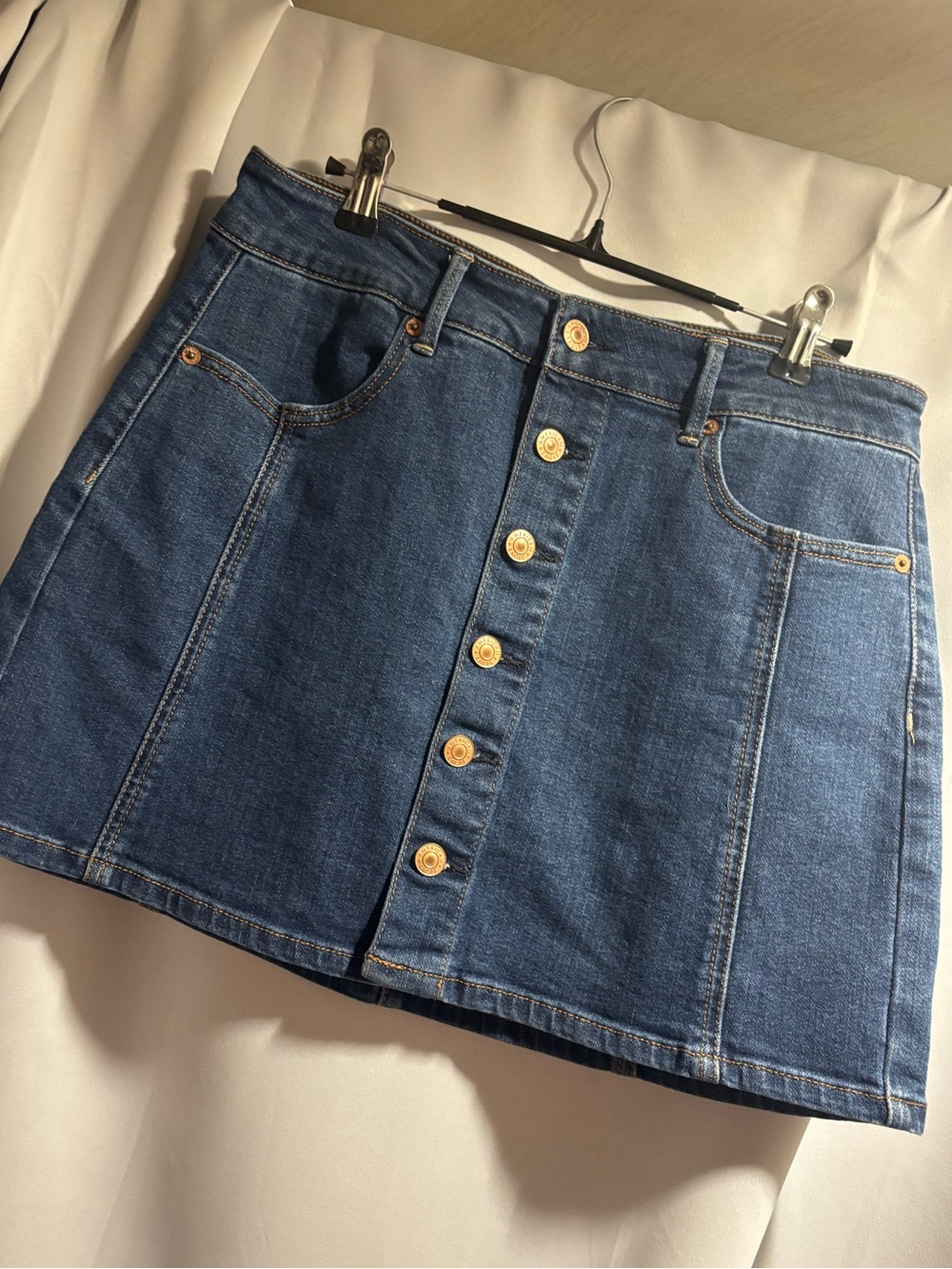 American Eagle Outfitters Blue Button-Front Mini Skirt